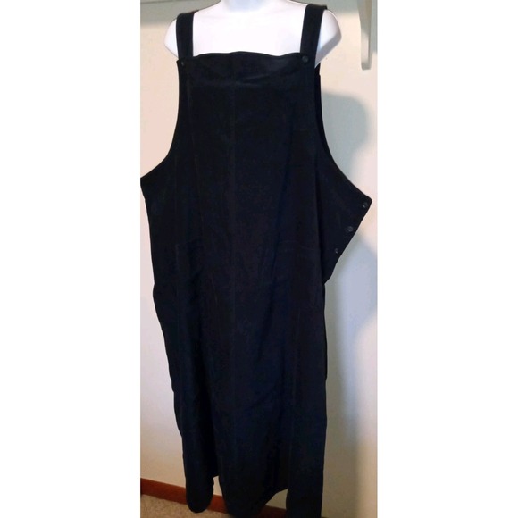 White Stag Black Bibbed Dress Straps Square Neck Corduroy Pockets Size 24W Soft - Picture 1 of 10